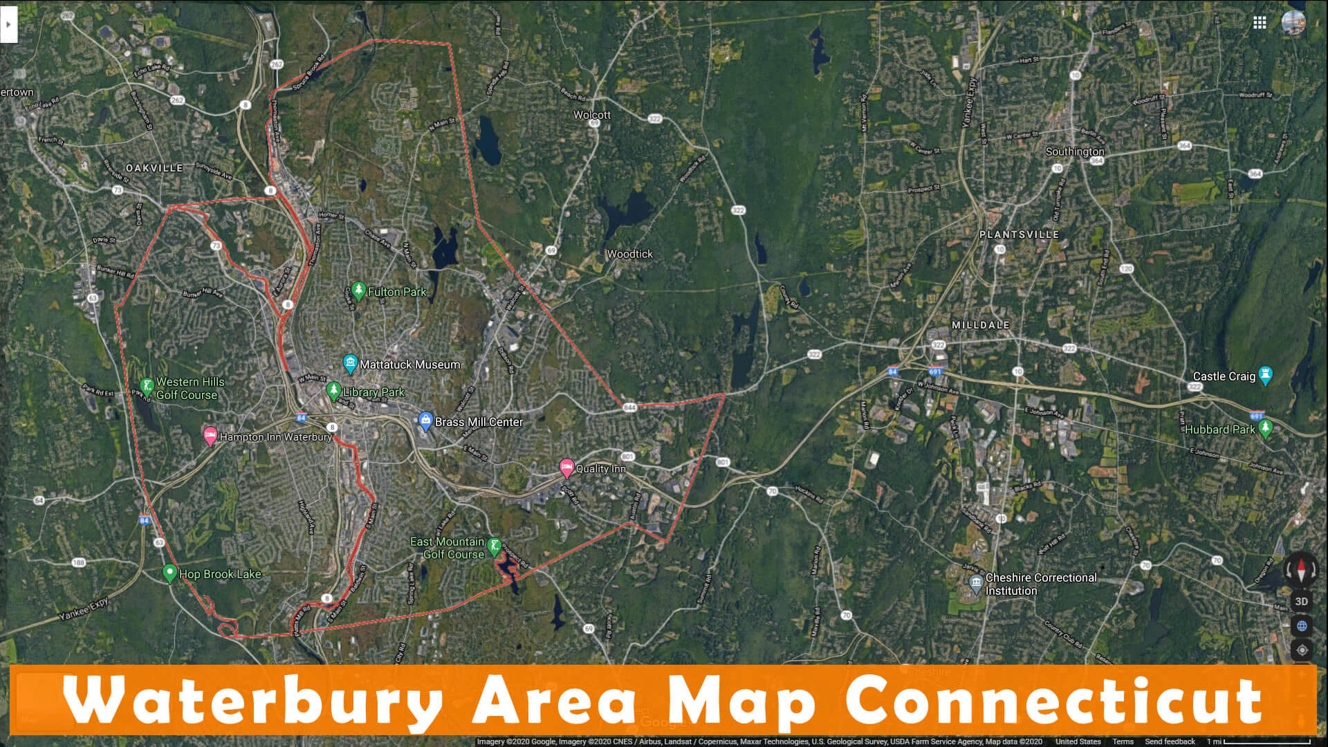Waterbury Area Map Connecticut